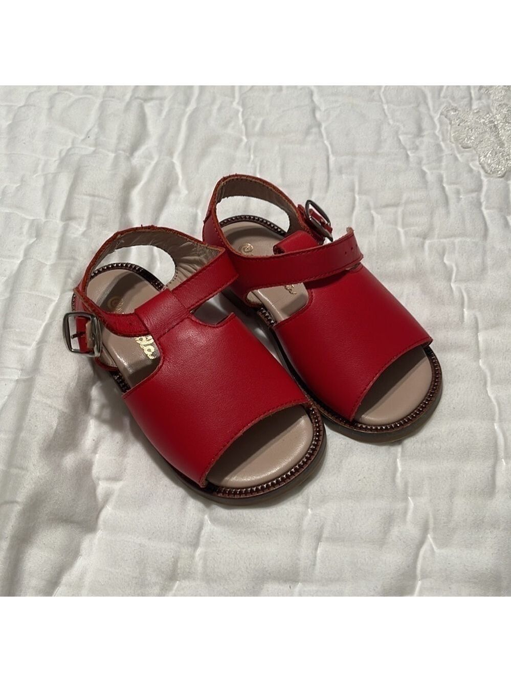 RED LEATHER CLASSIC SANDALS - Picture 6 of 8
